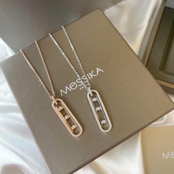 Messika Rose Gold Diamond Necklace Move Classique 20217 - luxibagsmall