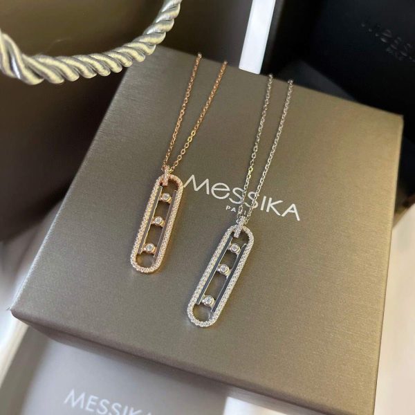 Messika Rose Gold Diamond Necklace Move Classique 20217 - luxibagsmall