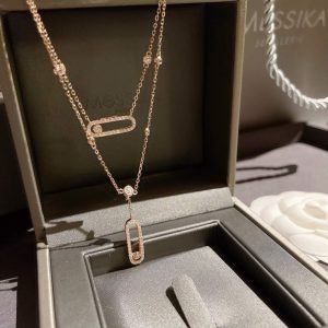 Messika Rose Gold Diamond Necklace Move Classique 20214 - luxibagsmall