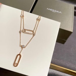 Messika Rose Gold Diamond Necklace Move Classique 20214 - luxibagsmall