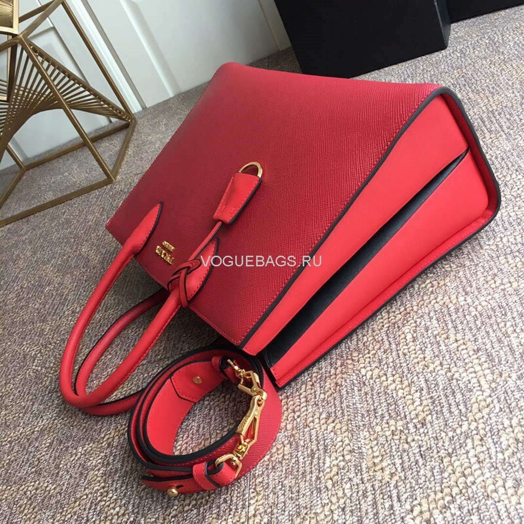 Prada 1BA153 Large Saffiano Leather Handbag in Red - luxibagsmall