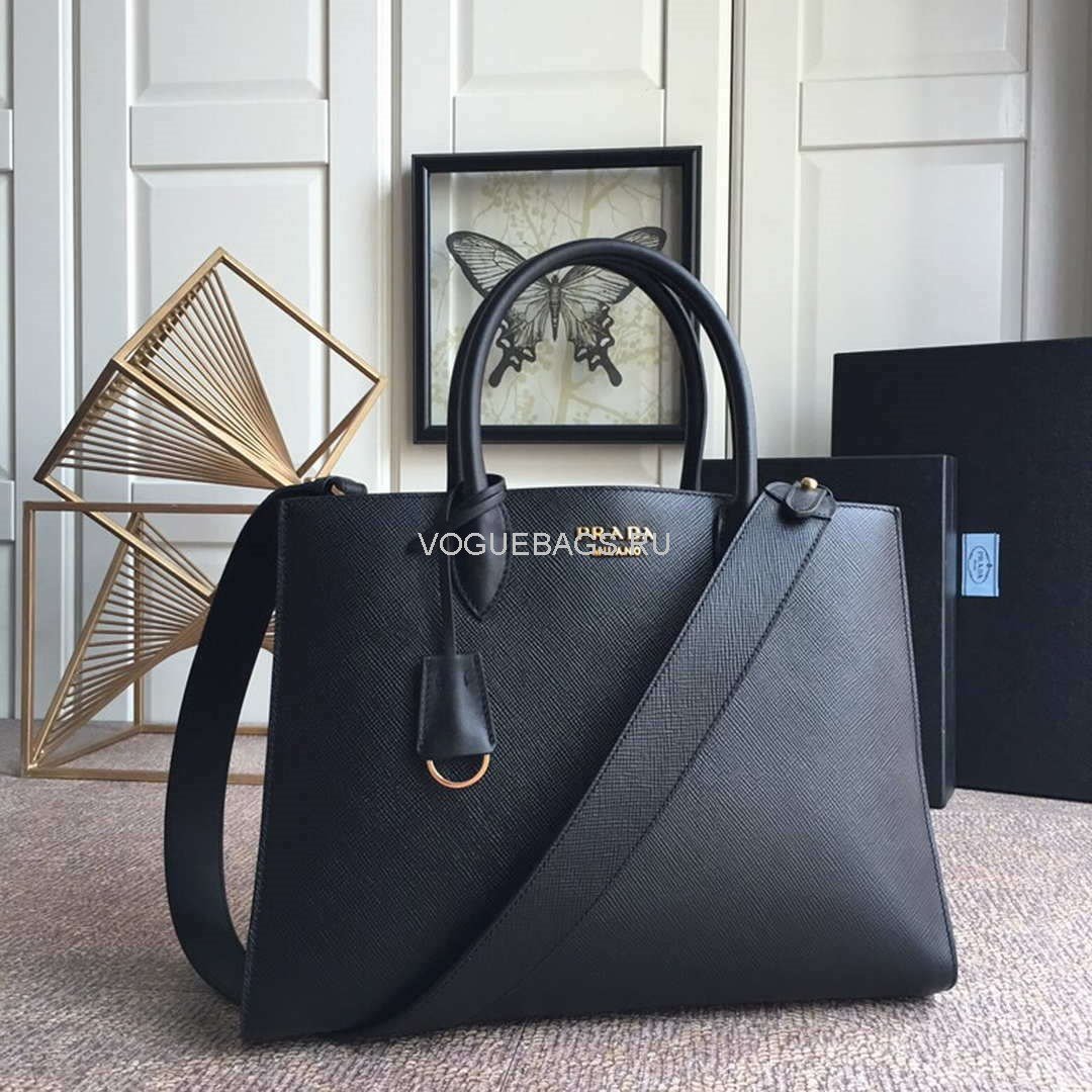 Prada 1BA153 Large Saffiano Leather Handbag in Black - luxibagsmall