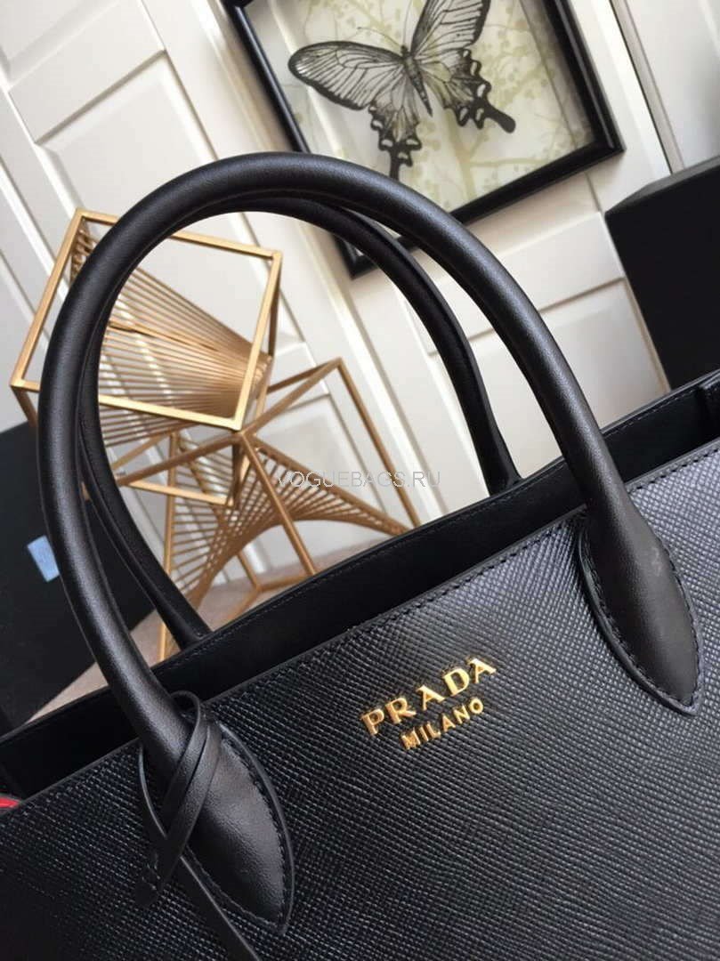 Prada 1BA153 Large Saffiano Leather Handbag in Black - luxibagsmall