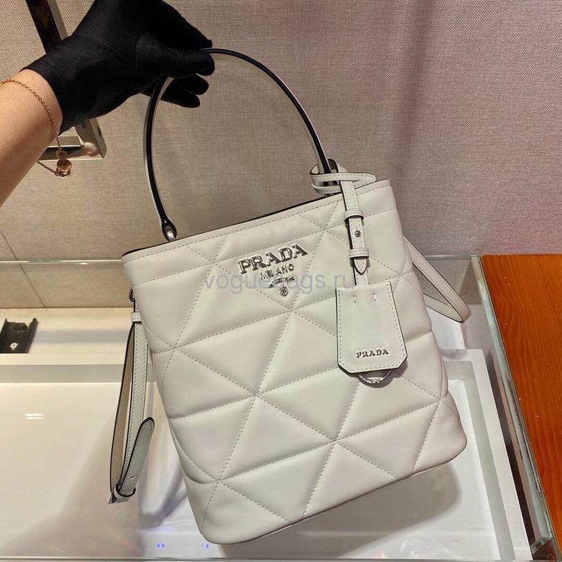 Prada 1BA212 Medium Saffiano Leather Prada Panier Bag in White - luxibagsmall