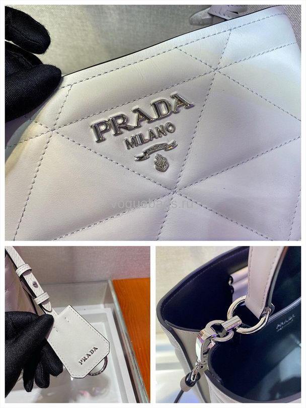 Prada 1BA212 Medium Saffiano Leather Prada Panier Bag in White - luxibagsmall