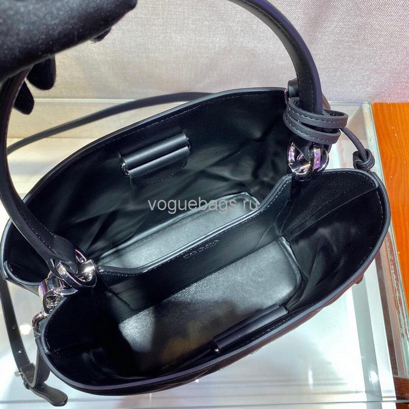 Prada 1BA212 Medium Saffiano Leather Prada Panier Bag in Black - luxibagsmall