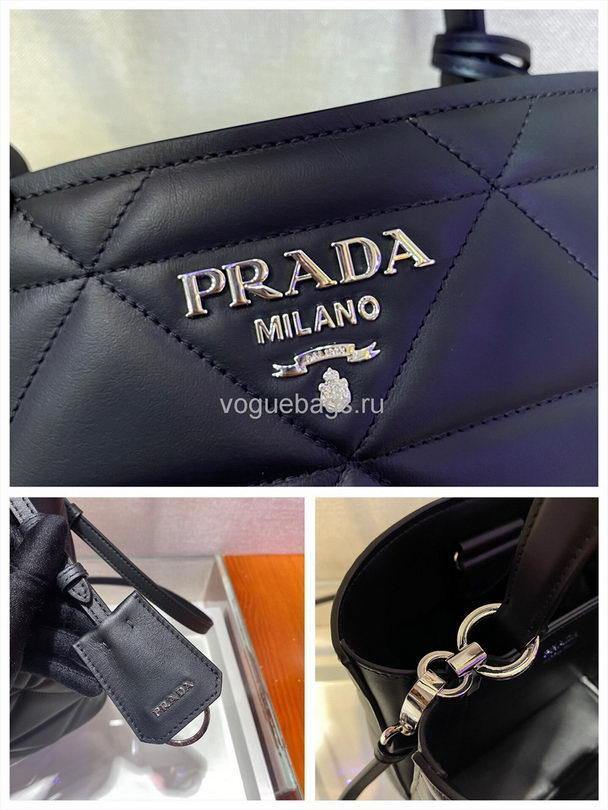 Prada 1BA212 Medium Saffiano Leather Prada Panier Bag in Black - luxibagsmall