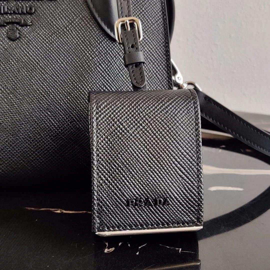 Prada 1BA269 Saffiano Leather Prada Monochrome Bag Black - luxibagsmall