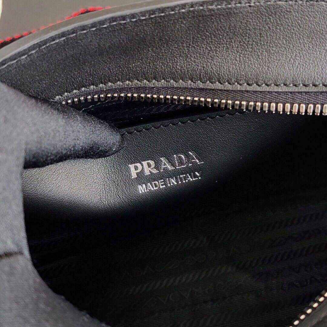 Prada 1BA269 Saffiano Leather Prada Monochrome Bag Black - luxibagsmall