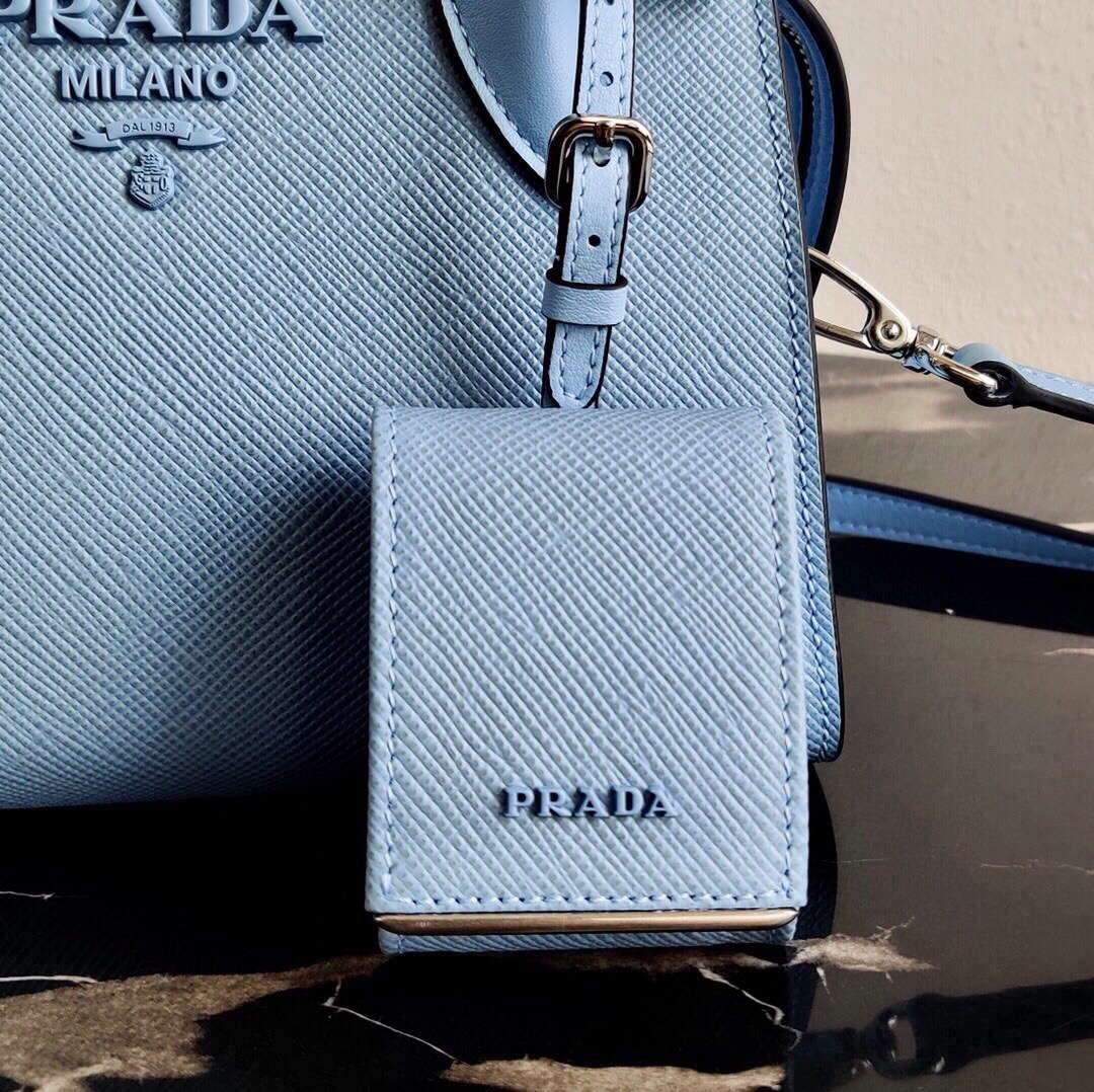 Prada 1BA269 Saffiano Leather Prada Monochrome Bag Blue - luxibagsmall