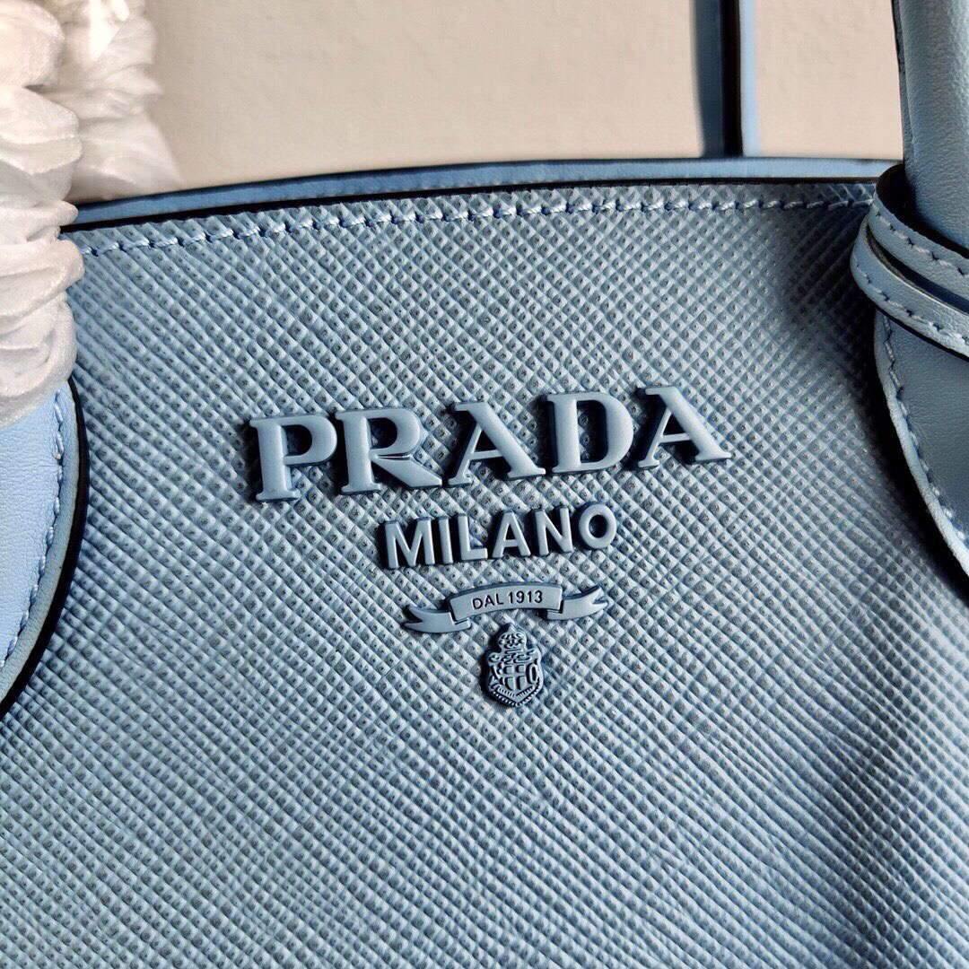 Prada 1BA269 Saffiano Leather Prada Monochrome Bag Blue - luxibagsmall