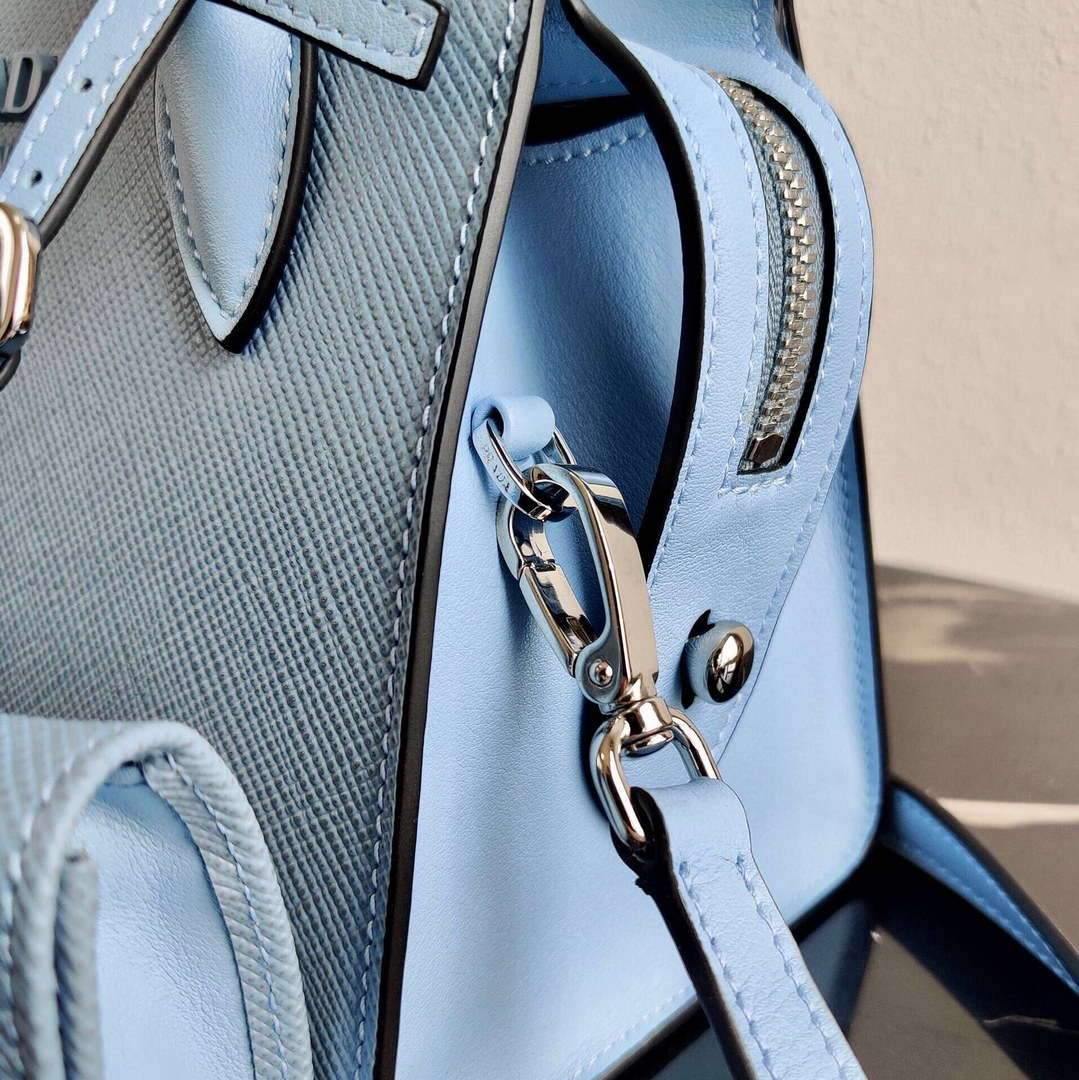 Prada 1BA269 Saffiano Leather Prada Monochrome Bag Blue - luxibagsmall