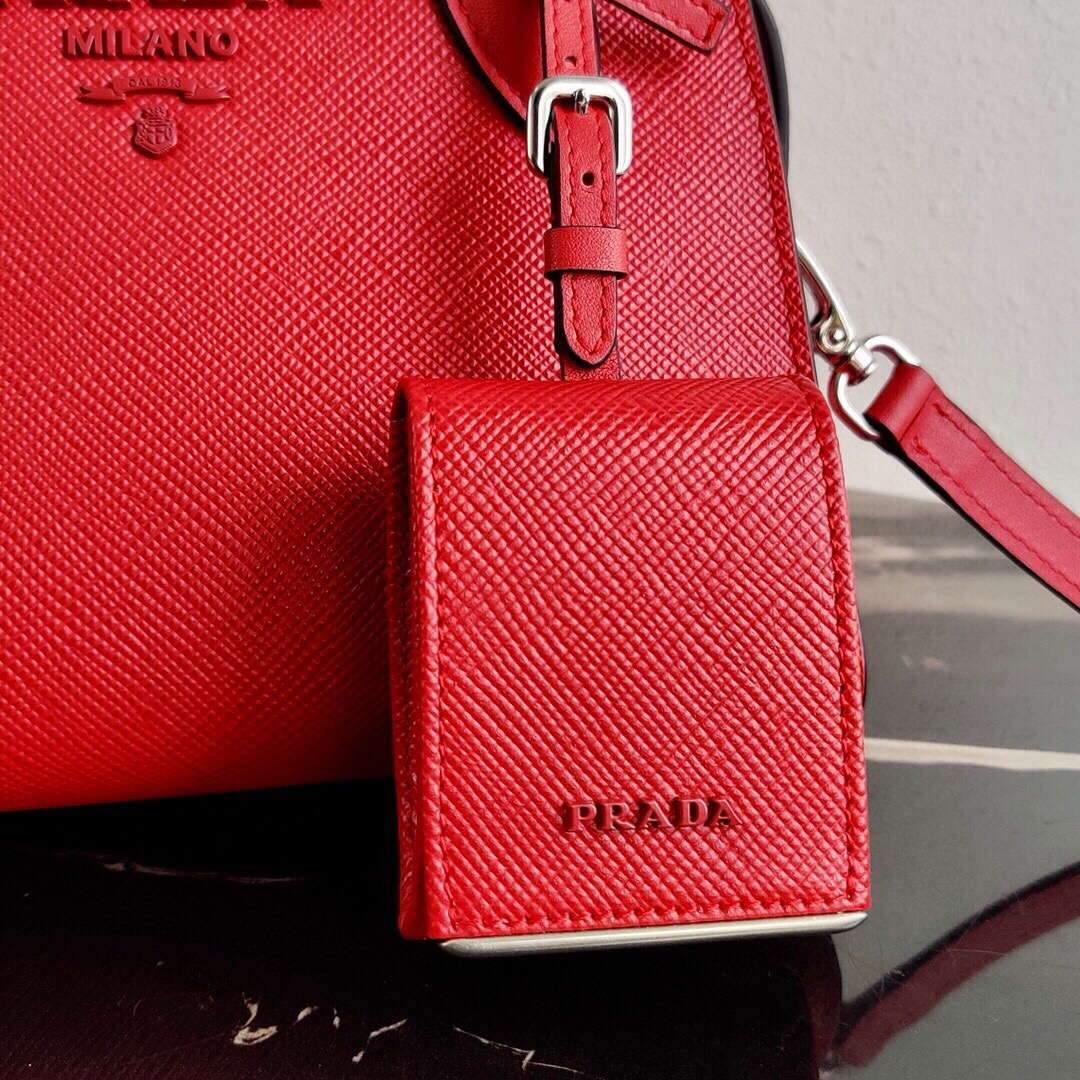 Prada 1BA269 Saffiano Leather Prada Monochrome Bag Red - luxibagsmall