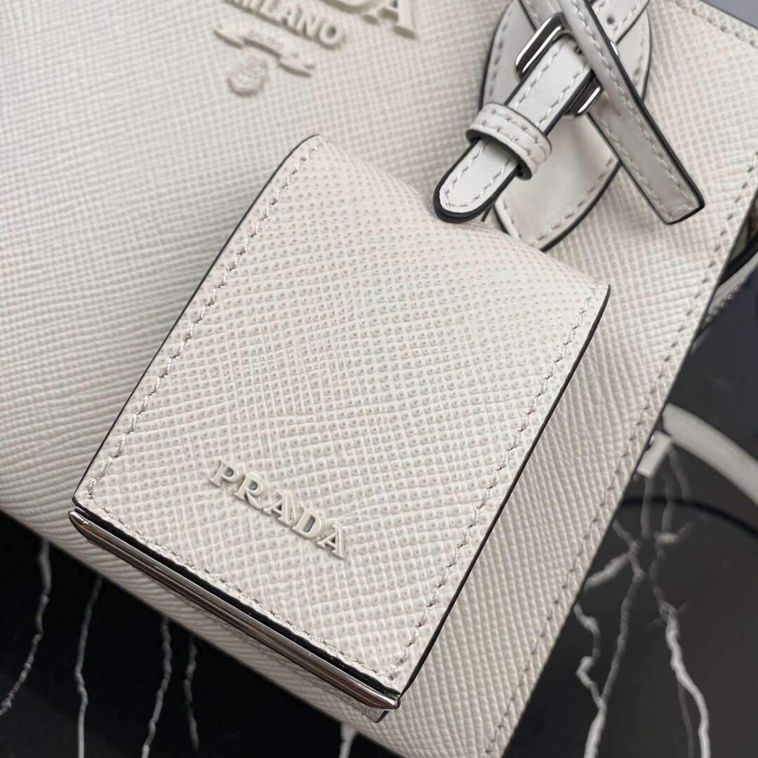 Prada 1BA269 Saffiano Leather Prada Monochrome Bag White - luxibagsmall