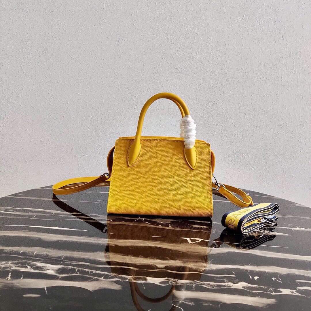 Prada 1BA269 Saffiano Leather Prada Monochrome Bag Yellow - luxibagsmall