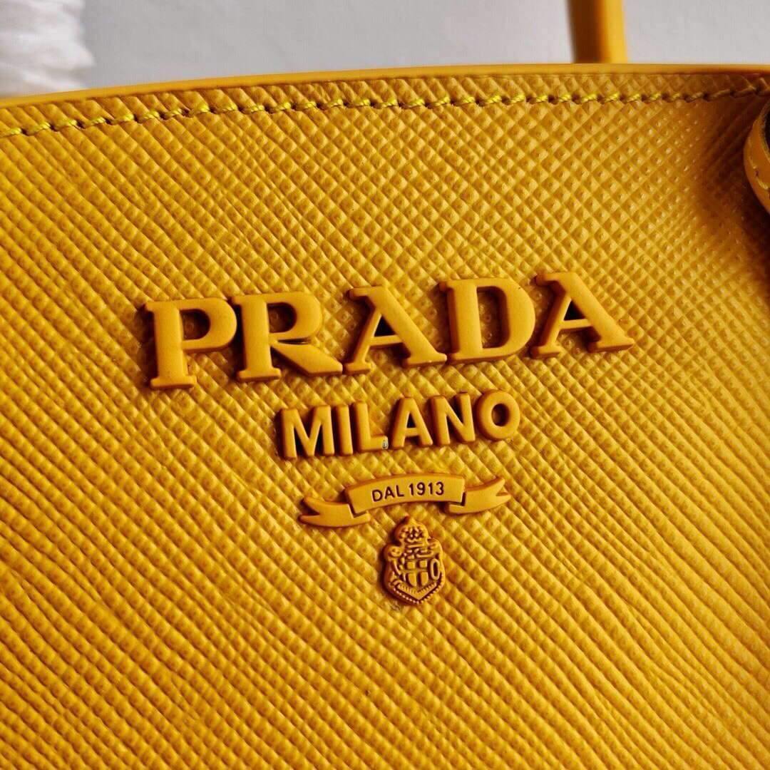 Prada 1BA269 Saffiano Leather Prada Monochrome Bag Yellow - luxibagsmall