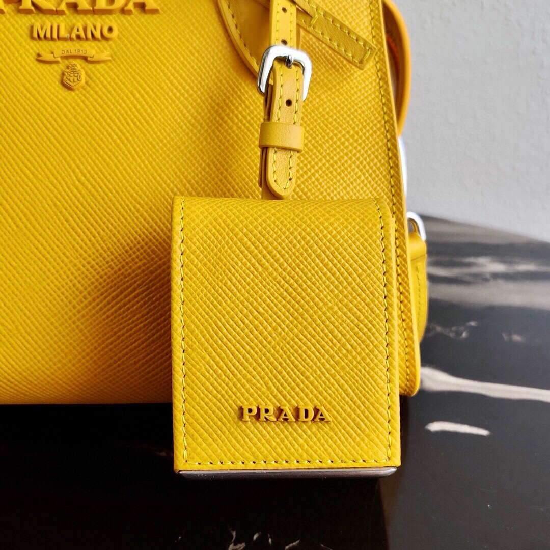 Prada 1BA269 Saffiano Leather Prada Monochrome Bag Yellow - luxibagsmall