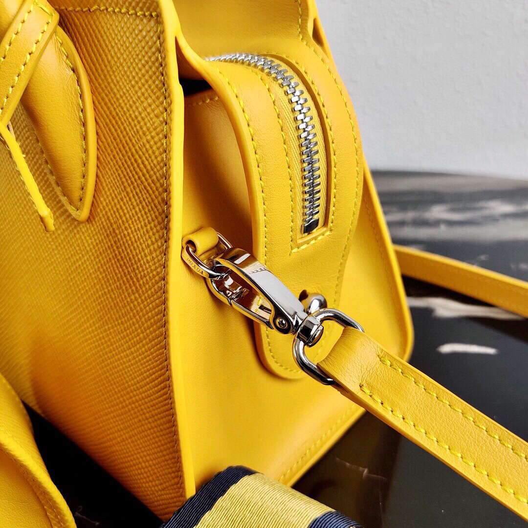 Prada 1BA269 Saffiano Leather Prada Monochrome Bag Yellow - luxibagsmall