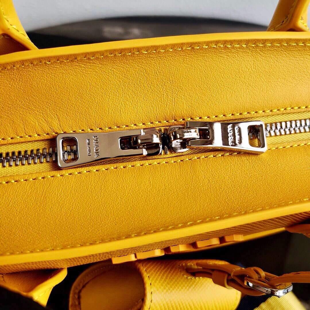 Prada 1BA269 Saffiano Leather Prada Monochrome Bag Yellow - luxibagsmall