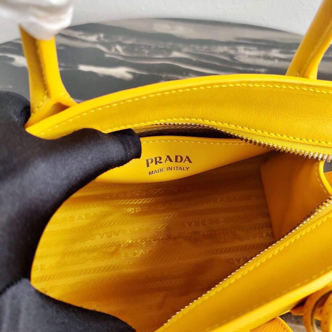 Prada 1BA269 Saffiano Leather Prada Monochrome Bag Yellow - luxibagsmall