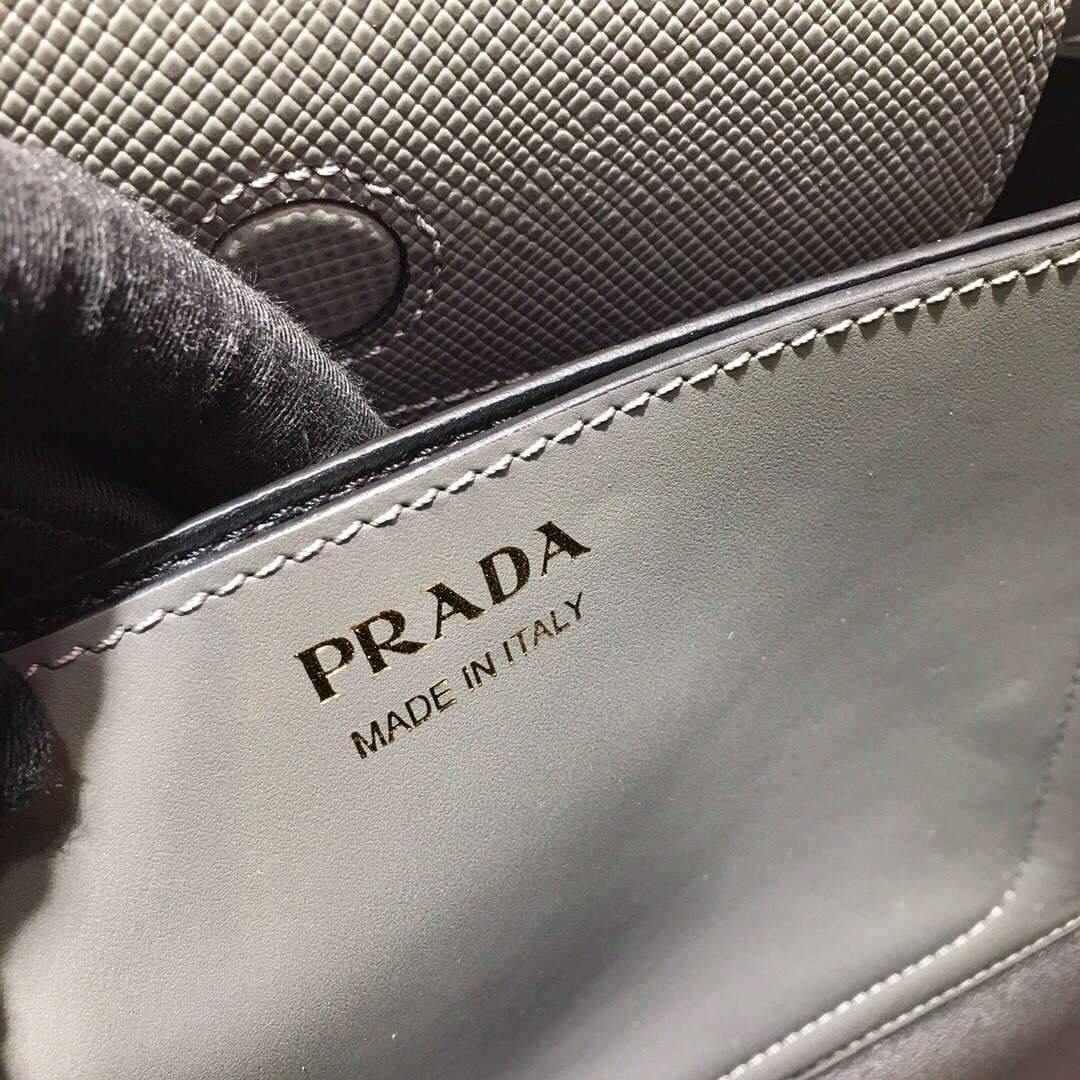 Prada 1BA282 Medium Saffiano Leather Prada Matinee Bag Gray - luxibagsmall