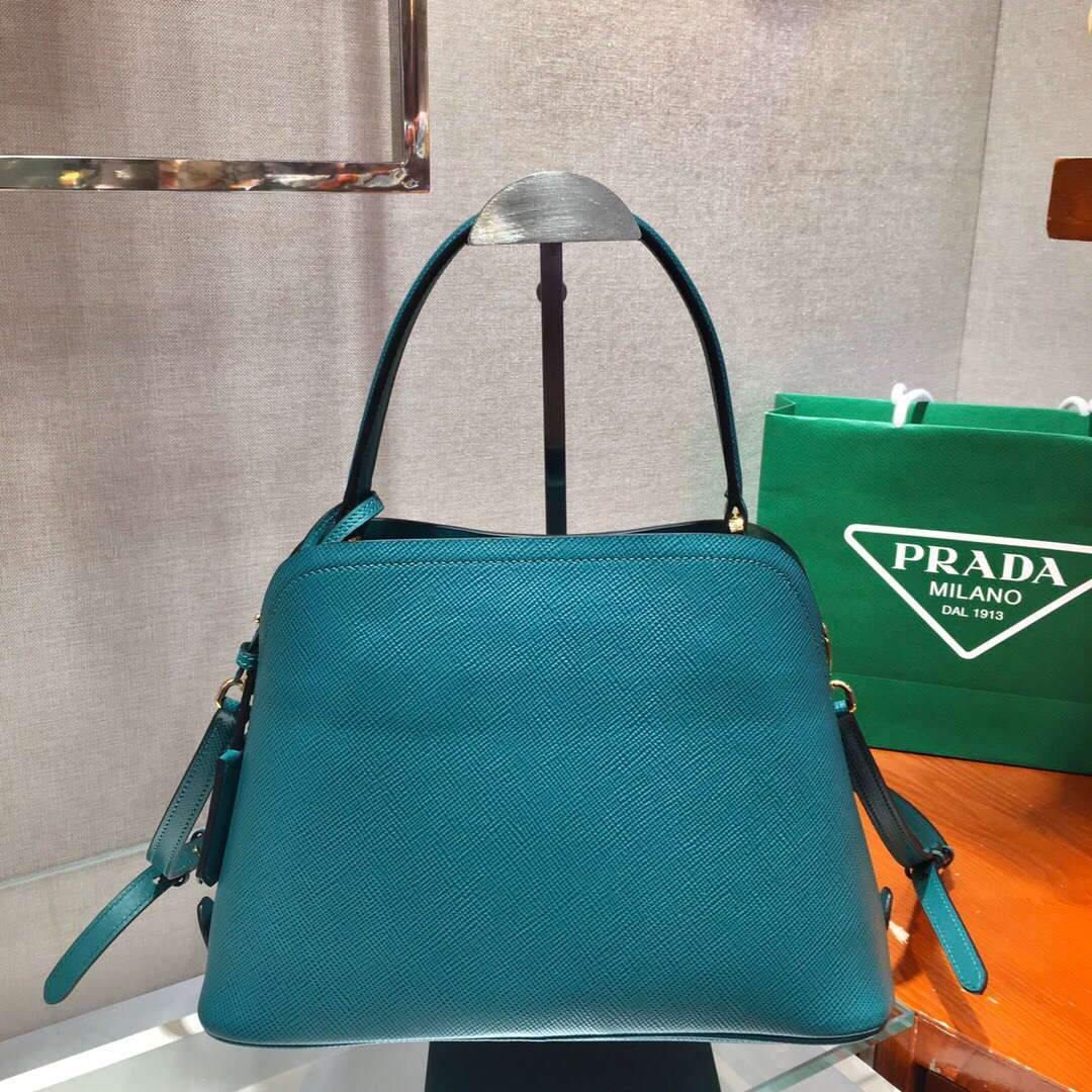 Prada 1BA282 Medium Saffiano Leather Prada Matinee Bag Blue - luxibagsmall