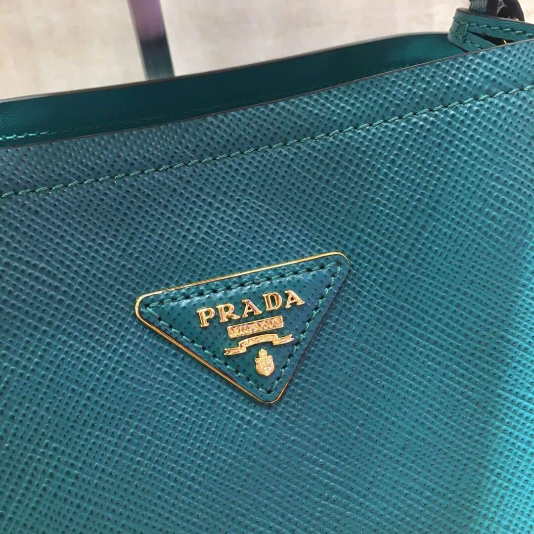 Prada 1BA282 Medium Saffiano Leather Prada Matinee Bag Blue - luxibagsmall