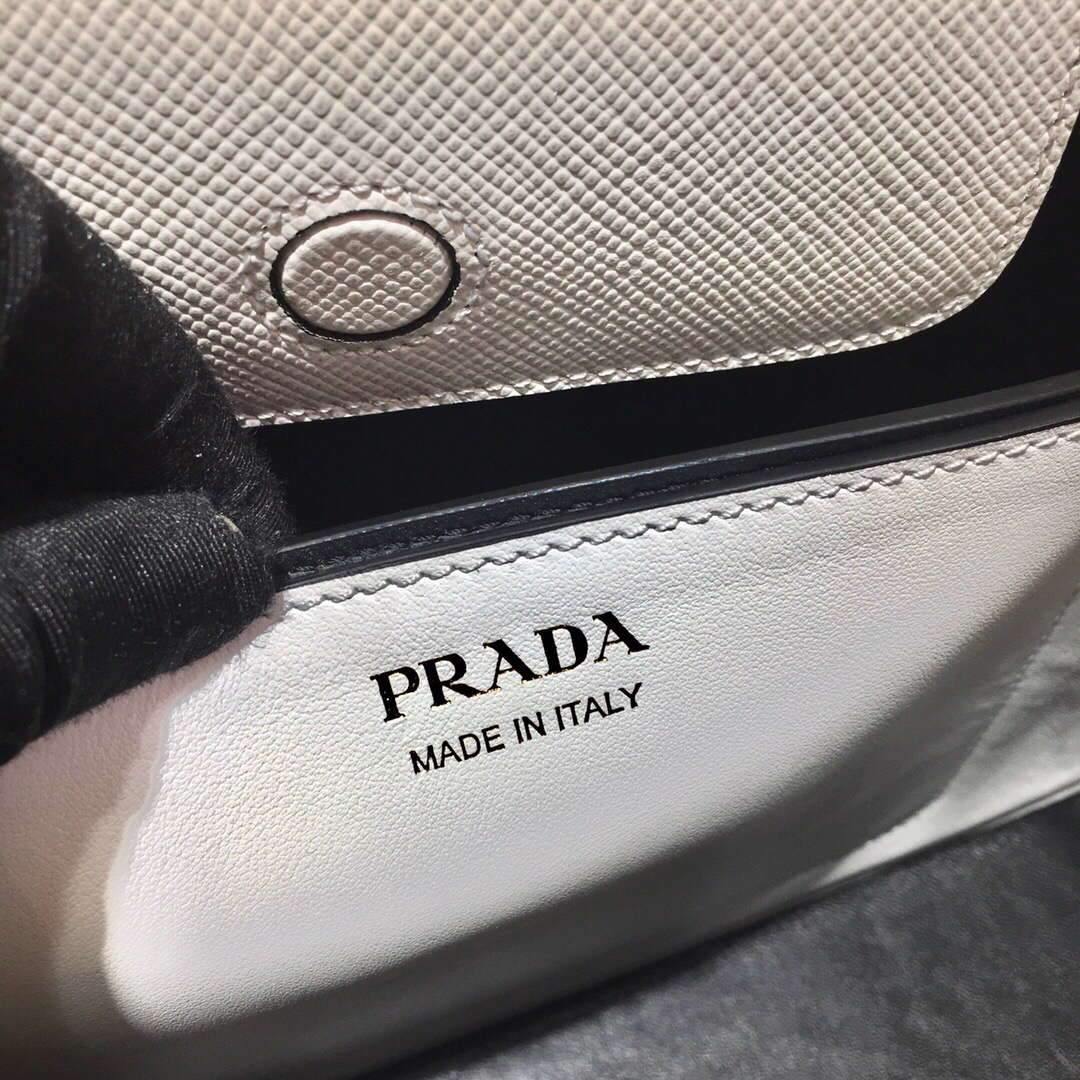 Prada 1BA282 Medium Saffiano Leather Prada Matinee Bag White - luxibagsmall