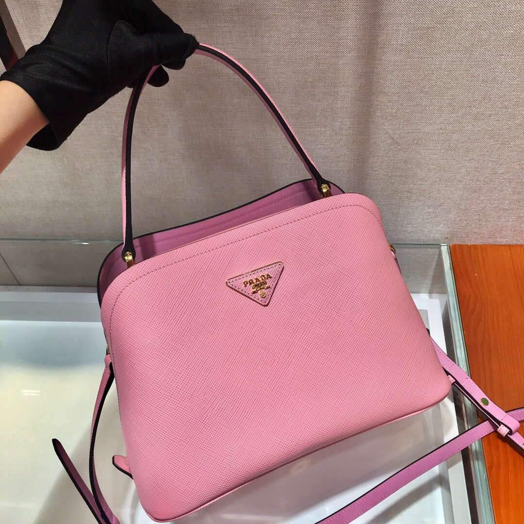 Prada 1BA282 Medium Saffiano Leather Prada Matinee Bag Pink - luxibagsmall