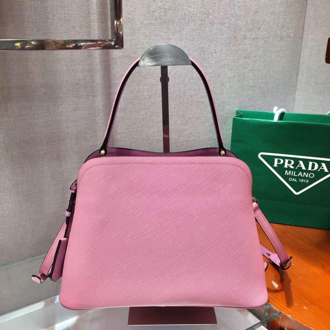 Prada 1BA282 Medium Saffiano Leather Prada Matinee Bag Pink - luxibagsmall