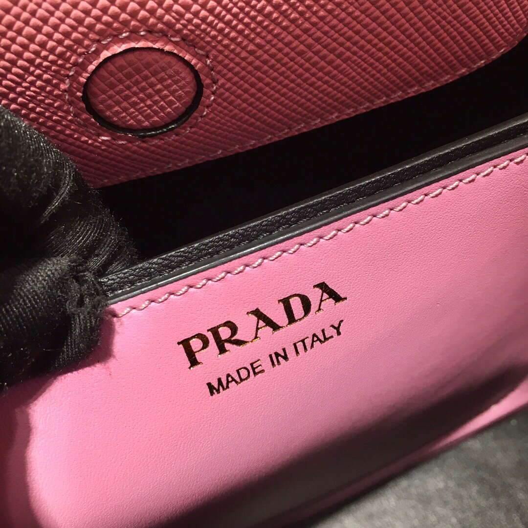 Prada 1BA282 Medium Saffiano Leather Prada Matinee Bag Pink - luxibagsmall