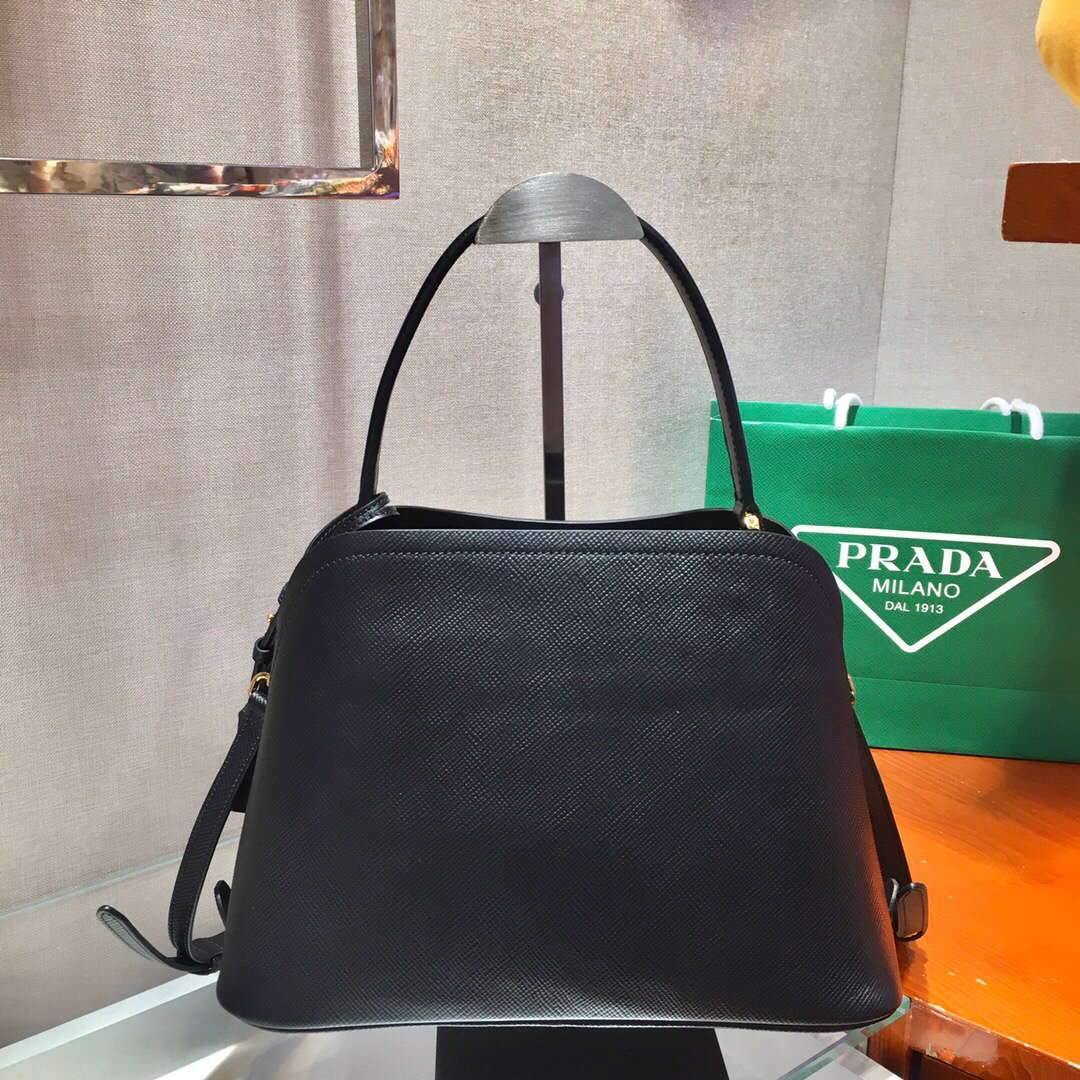 Prada 1BA282 Medium Saffiano Leather Prada Matinee Bag Black - luxibagsmall