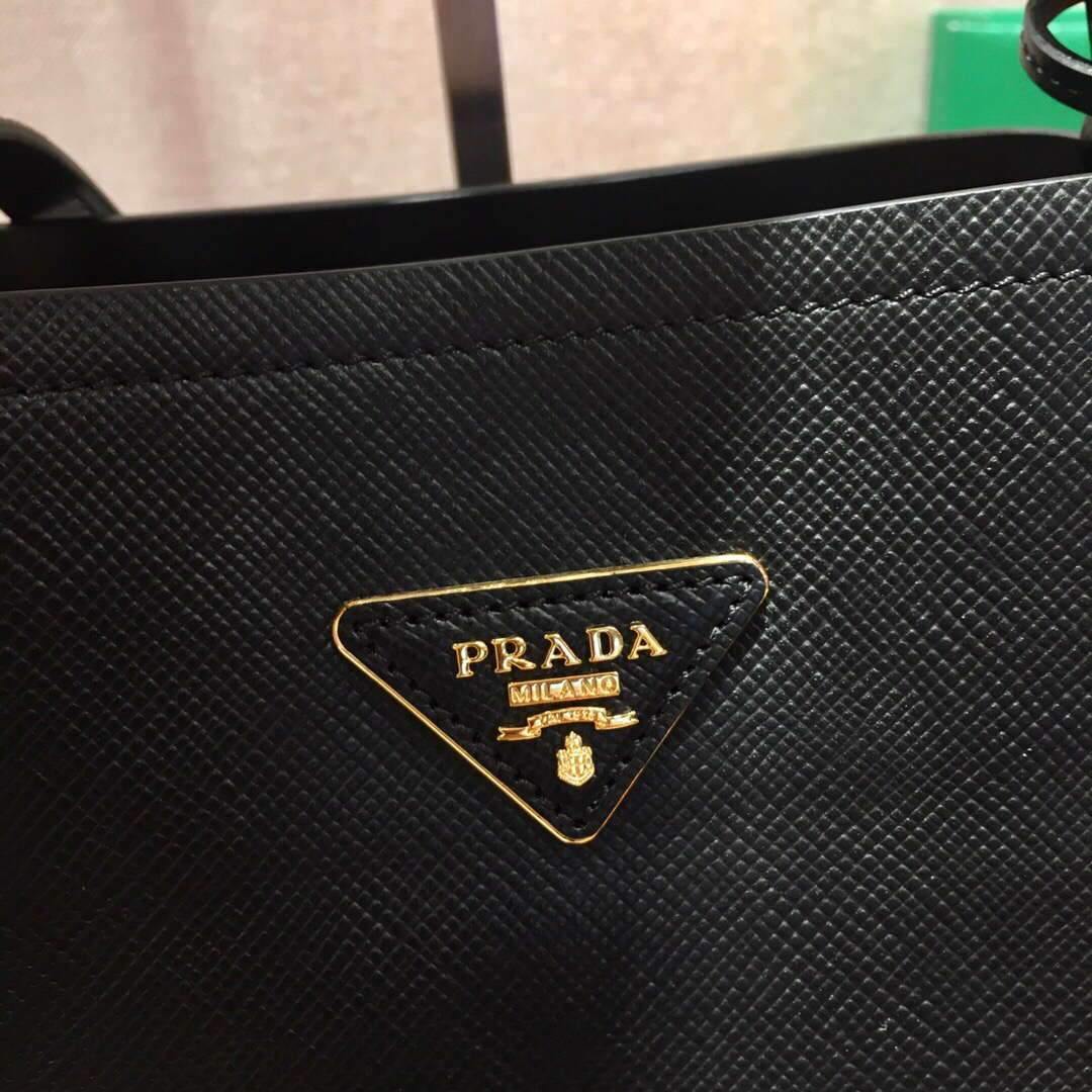 Prada 1BA282 Medium Saffiano Leather Prada Matinee Bag Black - luxibagsmall