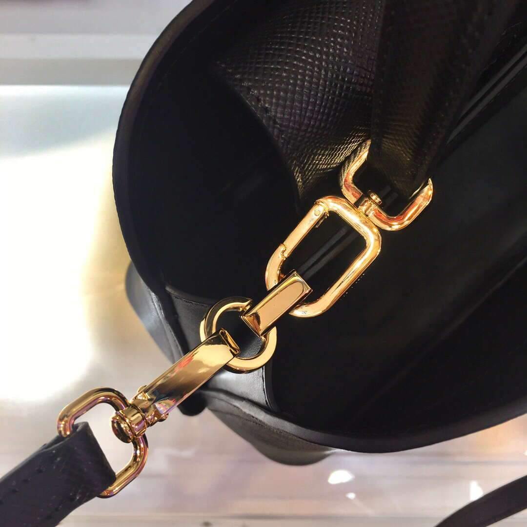 Prada 1BA282 Medium Saffiano Leather Prada Matinee Bag Black - luxibagsmall
