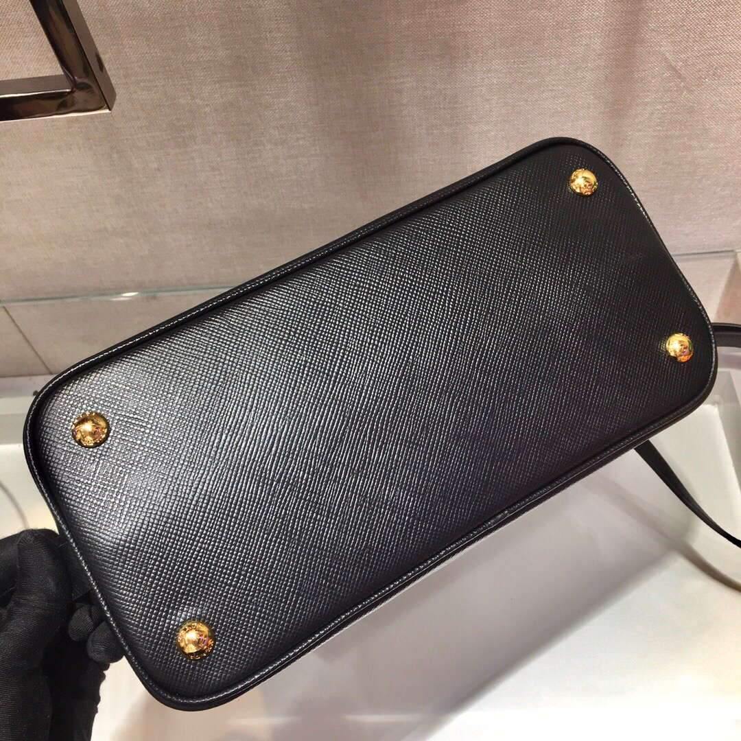 Prada 1BA282 Medium Saffiano Leather Prada Matinee Bag Black - luxibagsmall