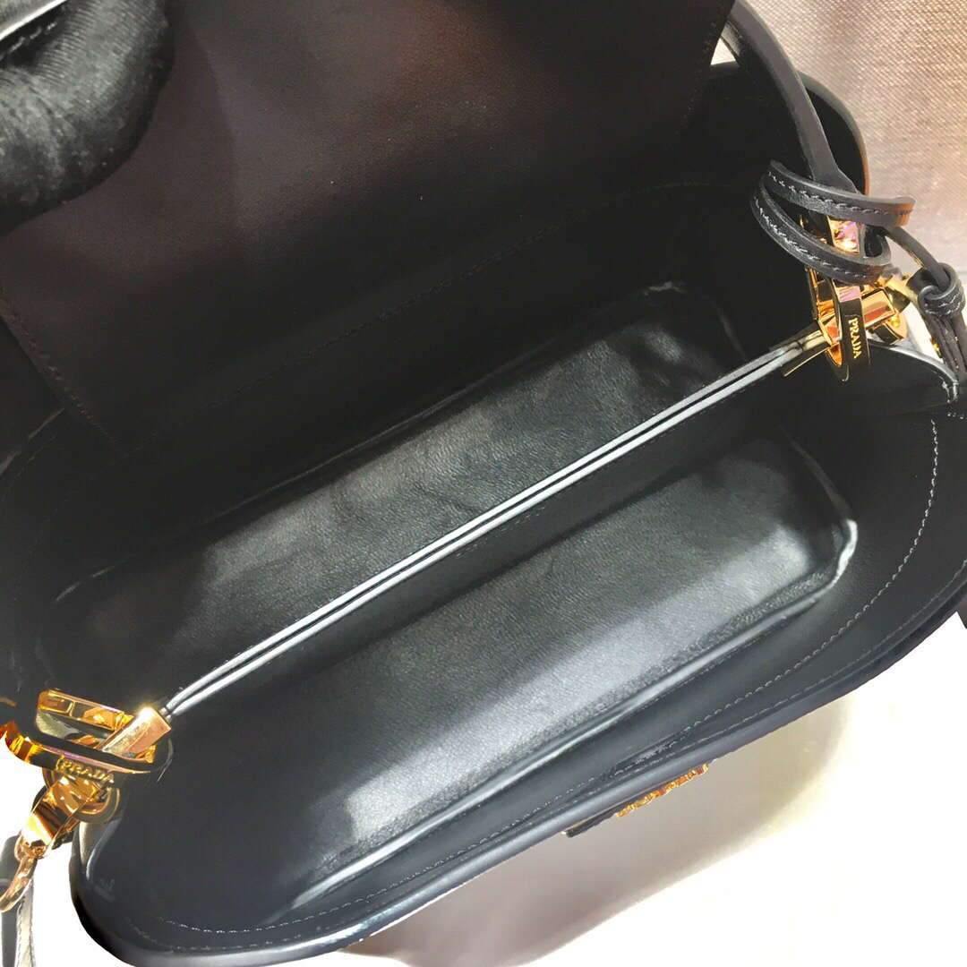 Prada 1BA282 Medium Saffiano Leather Prada Matinee Bag Black - luxibagsmall