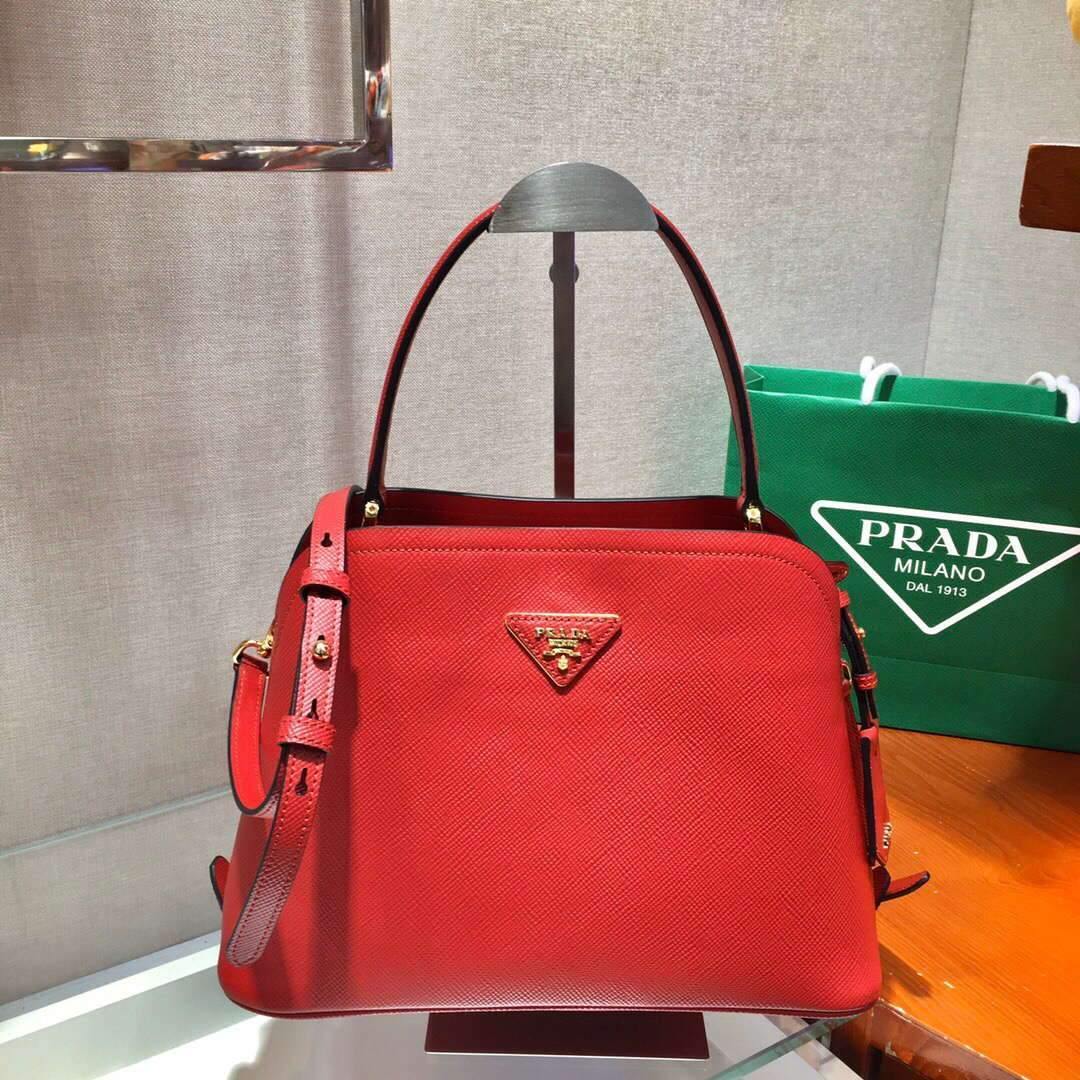 Prada 1BA282 Medium Saffiano Leather Prada Matinee Bag Red - luxibagsmall