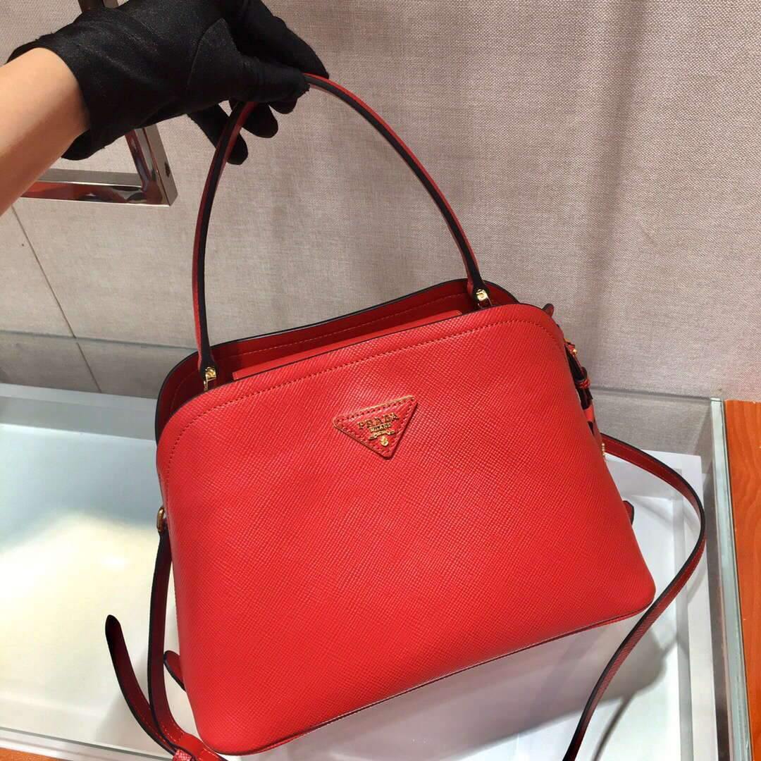 Prada 1BA282 Medium Saffiano Leather Prada Matinee Bag Red - luxibagsmall