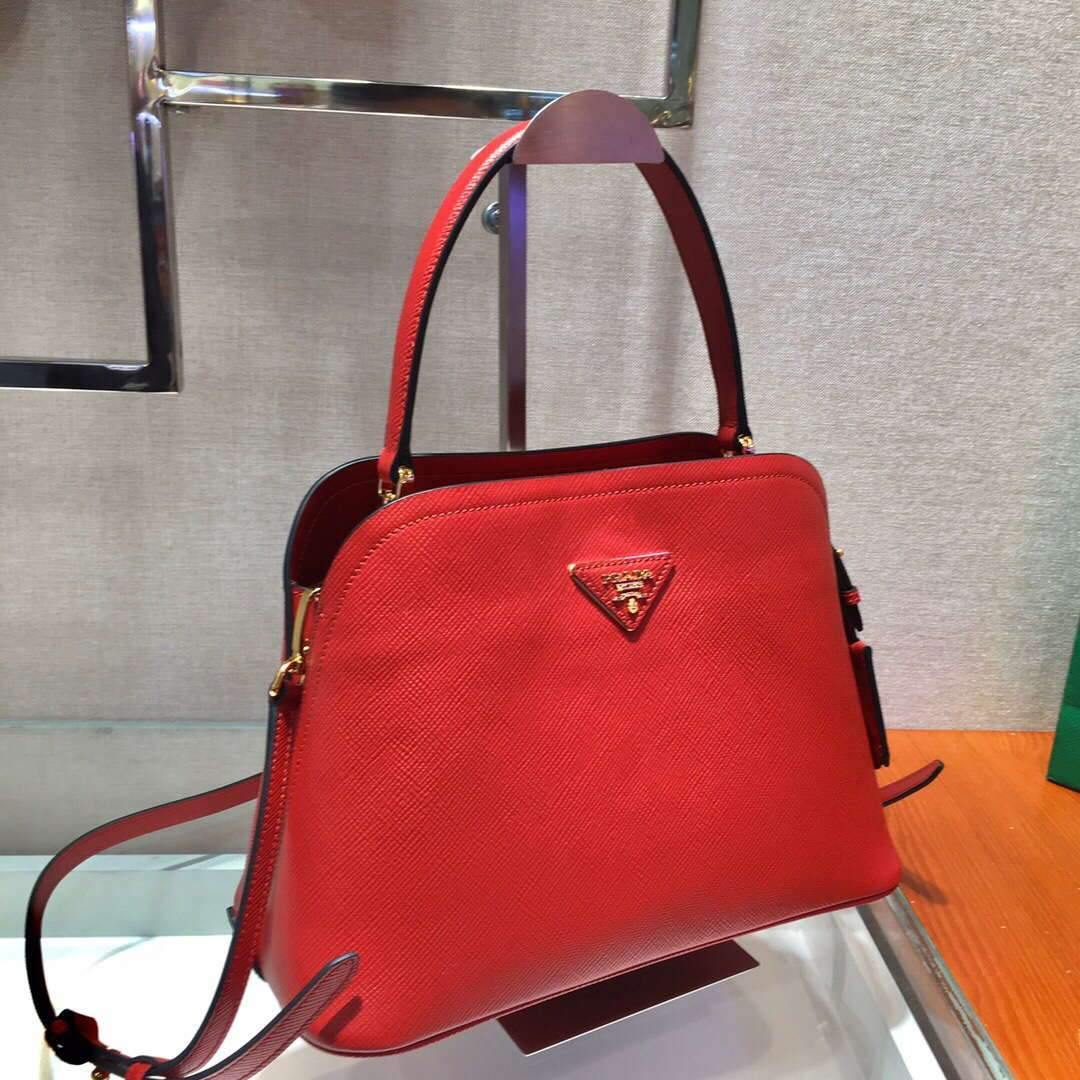 Prada 1BA282 Medium Saffiano Leather Prada Matinee Bag Red - luxibagsmall