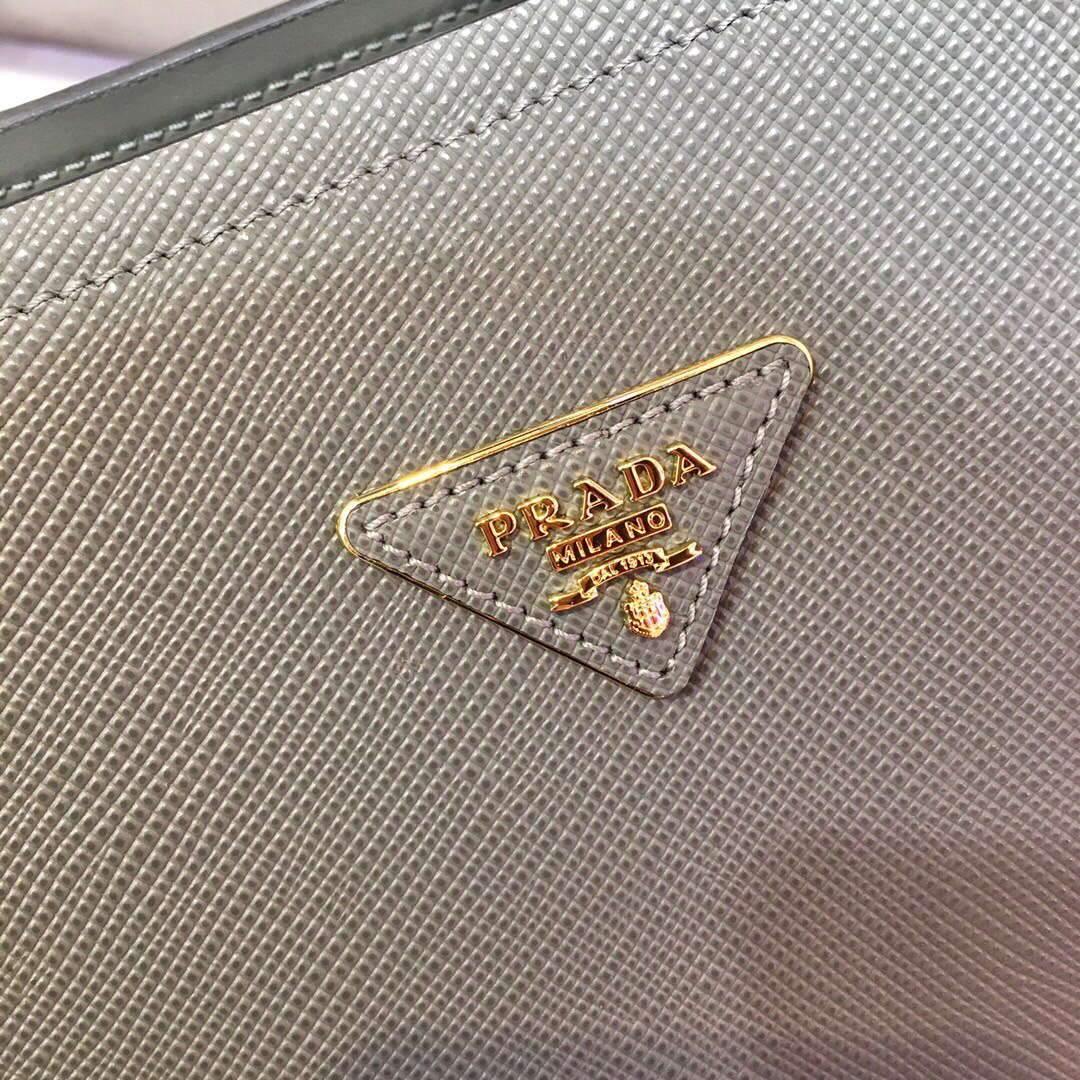 Prada 1BA282 Medium Saffiano Leather Prada Matinee Bag Gray - luxibagsmall