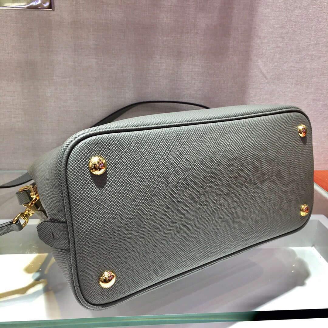 Prada 1BA282 Medium Saffiano Leather Prada Matinee Bag Gray - luxibagsmall