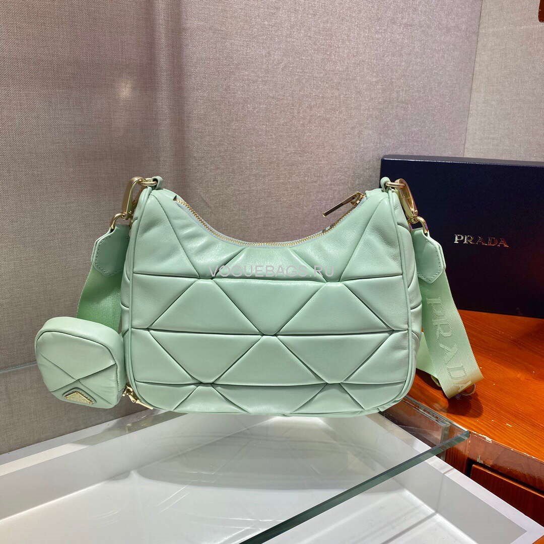 Prada 1BC151 Prada Padded Calfskin Shoulder Bag in Green - luxibagsmall