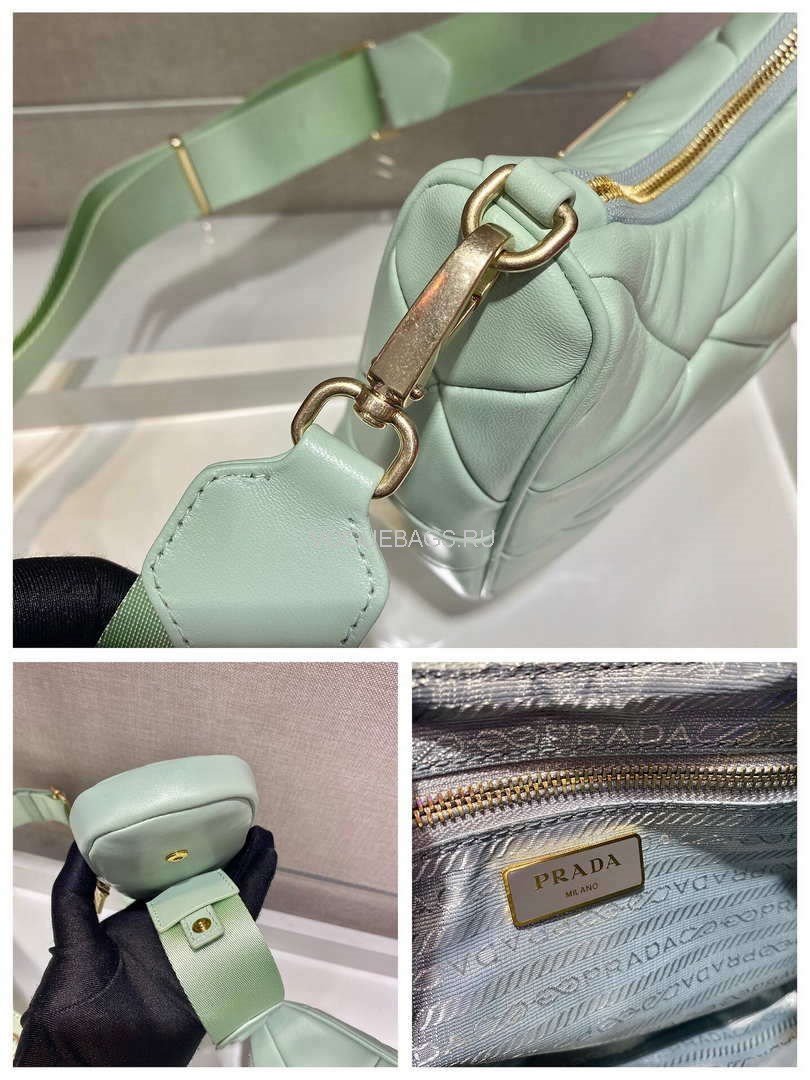 Prada 1BC151 Prada Padded Calfskin Shoulder Bag in Green - luxibagsmall