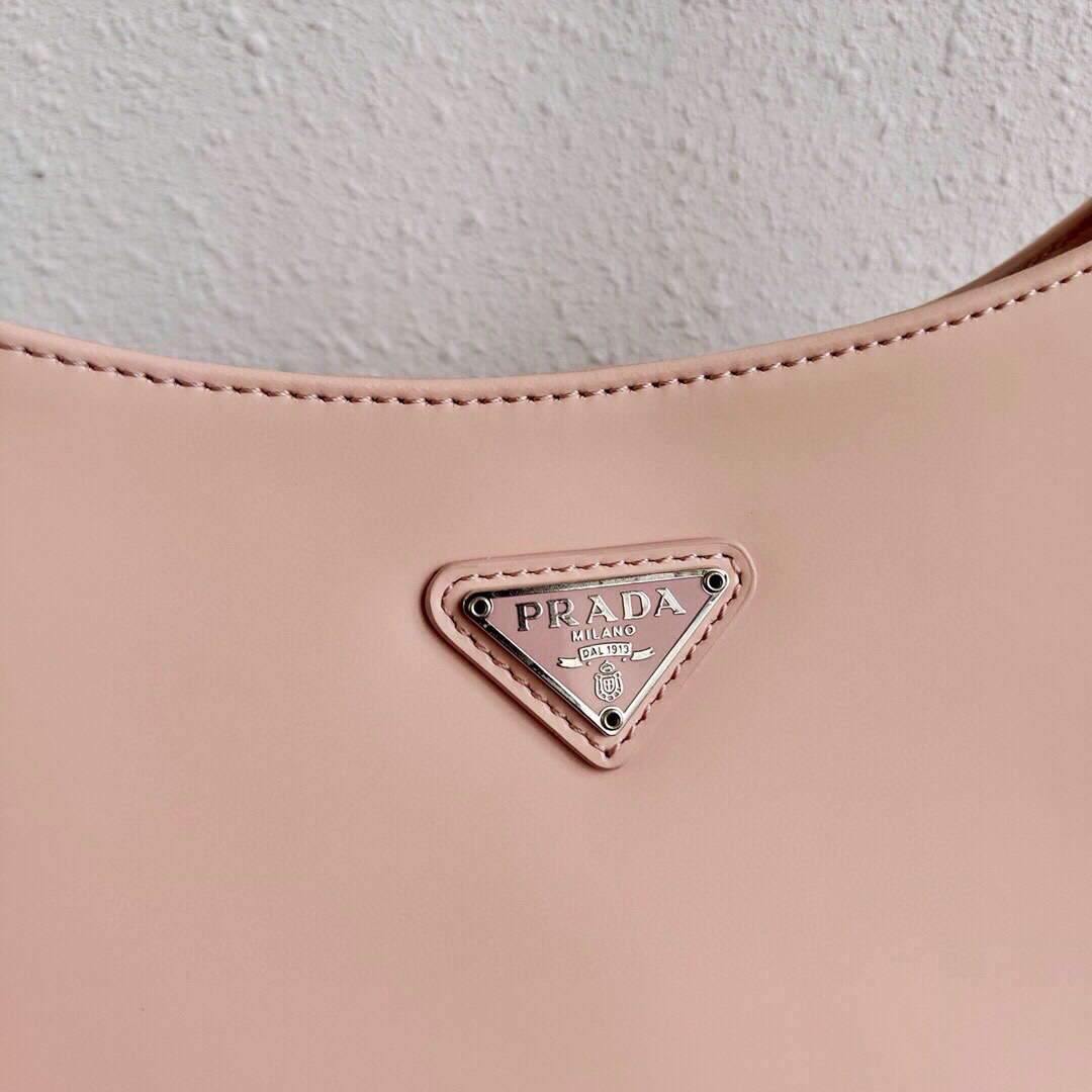 Prada 1BC499 Prada Cleo Brushed Leather Shoulder Bag in Pink - Voguebags