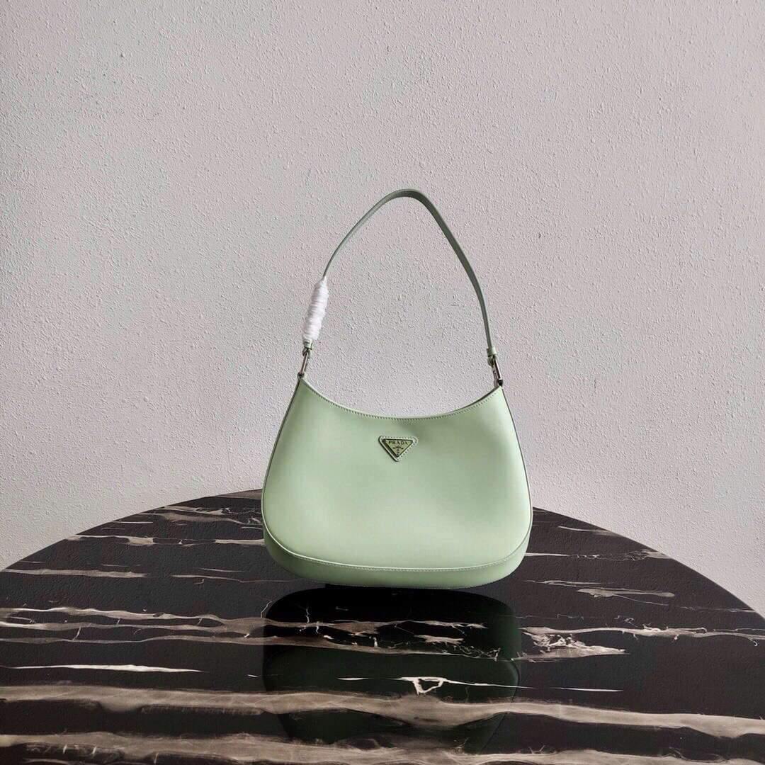 Prada 1BC499 Prada Cleo Brushed Leather Shoulder Bag in Green - Voguebags