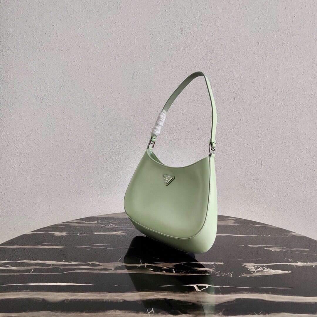 Prada 1BC499 Prada Cleo Brushed Leather Shoulder Bag in Green - Voguebags