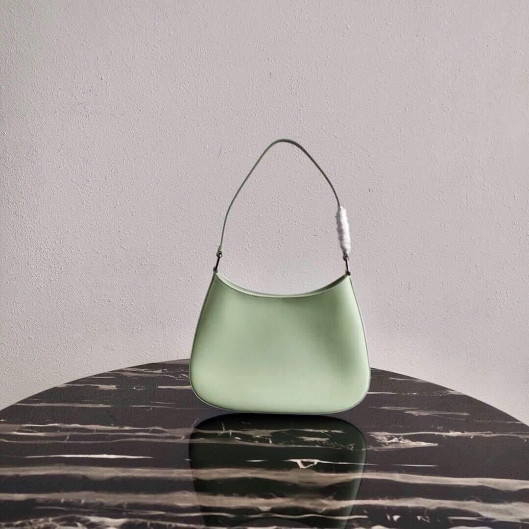 Prada 1BC499 Prada Cleo Brushed Leather Shoulder Bag in Green - Voguebags