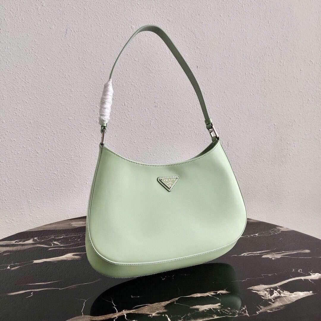 Prada 1BC499 Prada Cleo Brushed Leather Shoulder Bag in Green - Voguebags