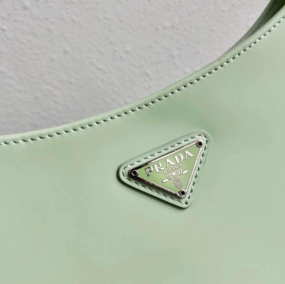 Prada 1BC499 Prada Cleo Brushed Leather Shoulder Bag in Green - Voguebags