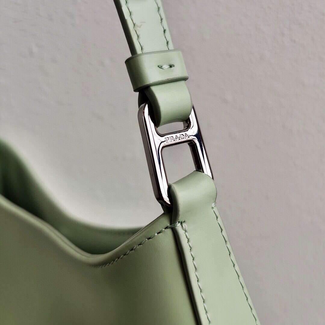 Prada 1BC499 Prada Cleo Brushed Leather Shoulder Bag in Green - Voguebags